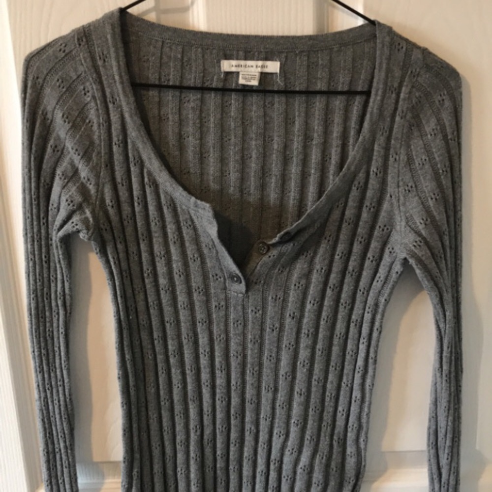 American Eagle Outfitters Gray Ribbed Top